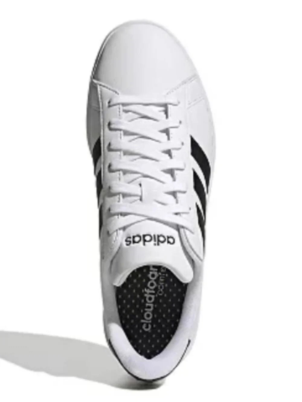 Adidas Grand Court 2.0 Cloudfoam White 3 Stripe Low Top Sneakers 9 - Picture 2 of 9
